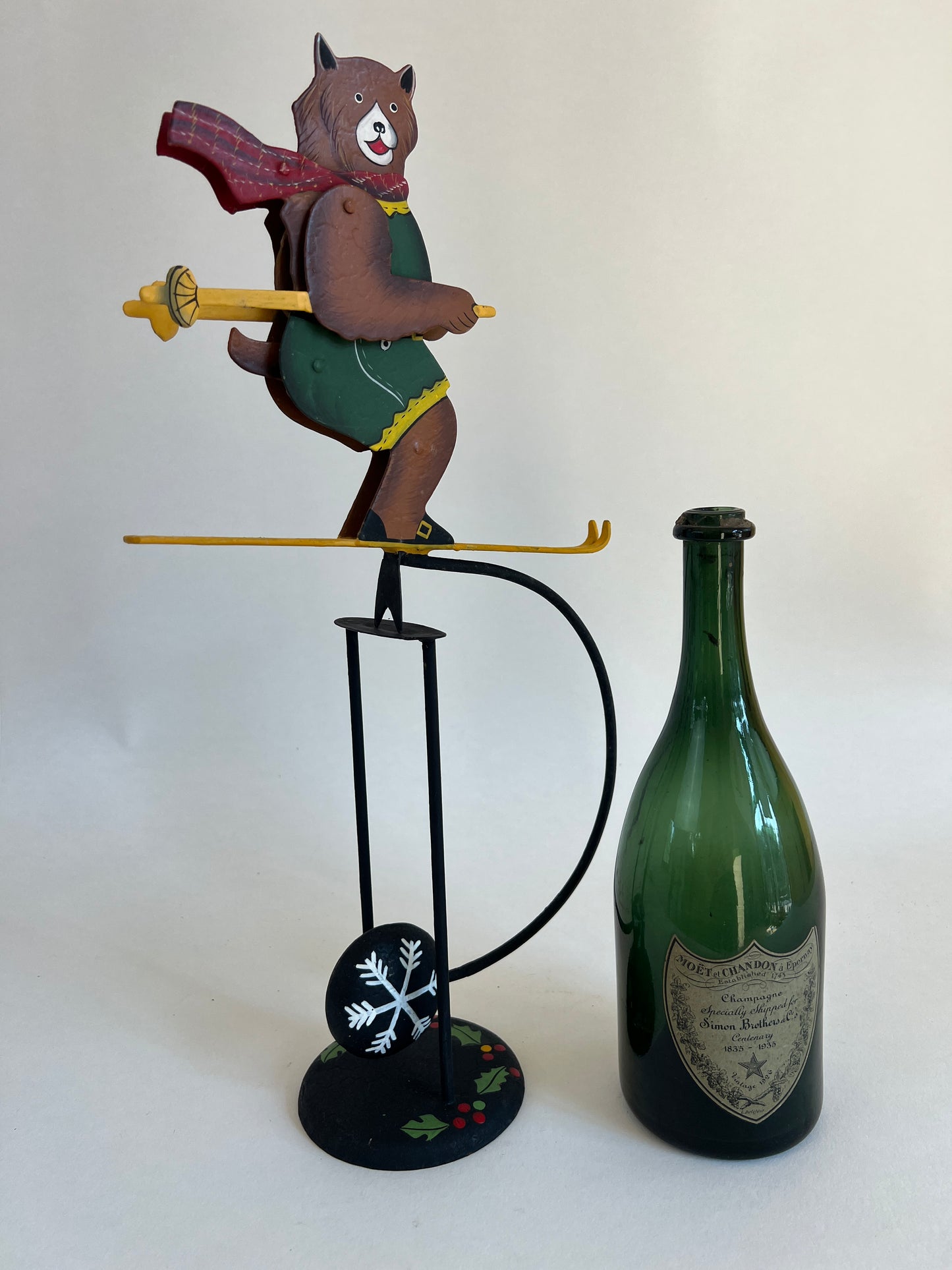 Bernard the Ski Bear – Handmade Metal Whimsical Balance Model
