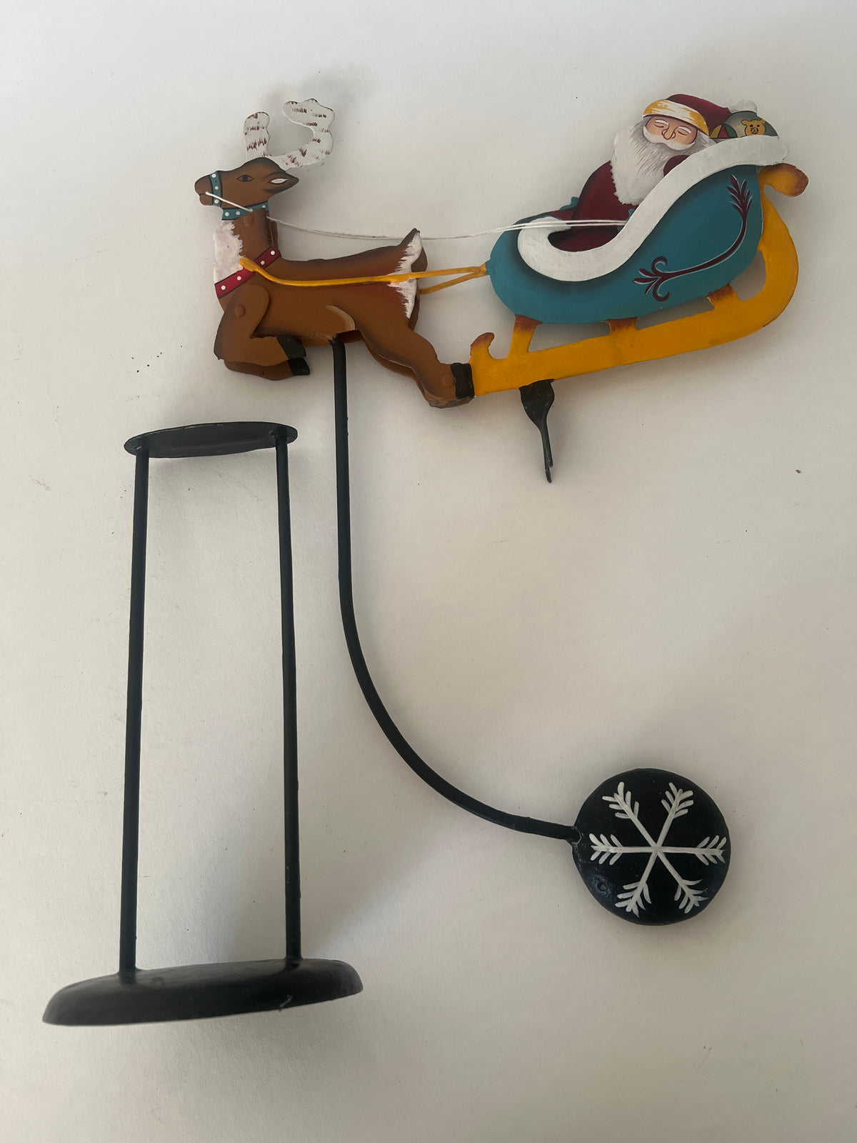 Sleigh Bells Ring-Santa & Reindeer Christmas Gift-Handmade Metal Balance Model