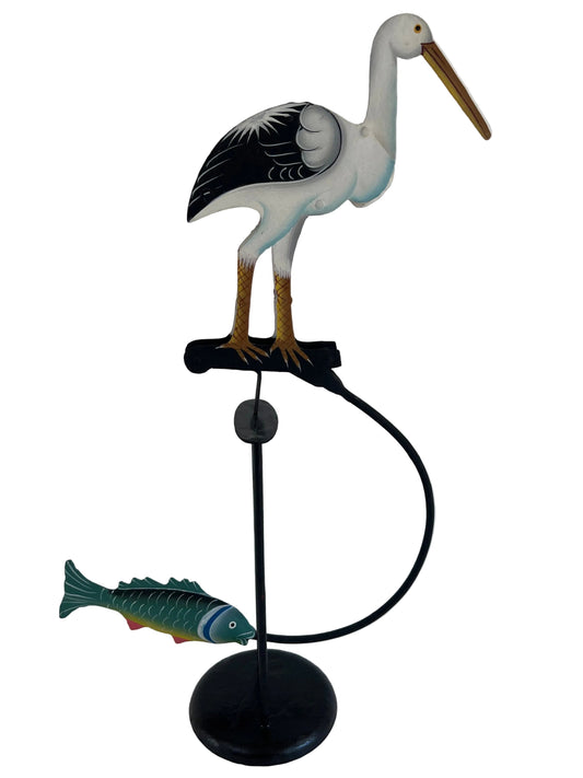 Joe The Stork-Handmade folk art metal Stork  Bird Balance Model