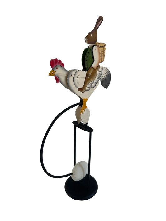 Rocking Rooster-Easter Bunny on Egg Hunt Balance Model